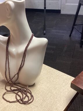 Seed Pearl necklace vintage BRONZE.  FAUX LONG STRING